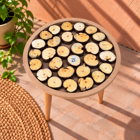 16" Framed Round Wood Slice Table with Wooden Legs [Style 71]