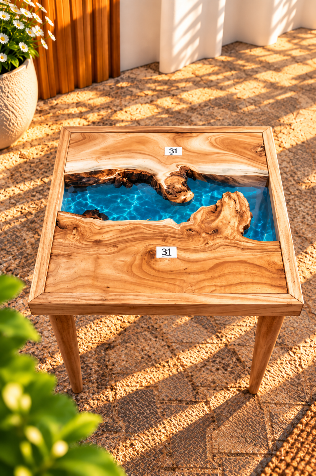 17x17" Wood River Table Base with Legs [Style 31]