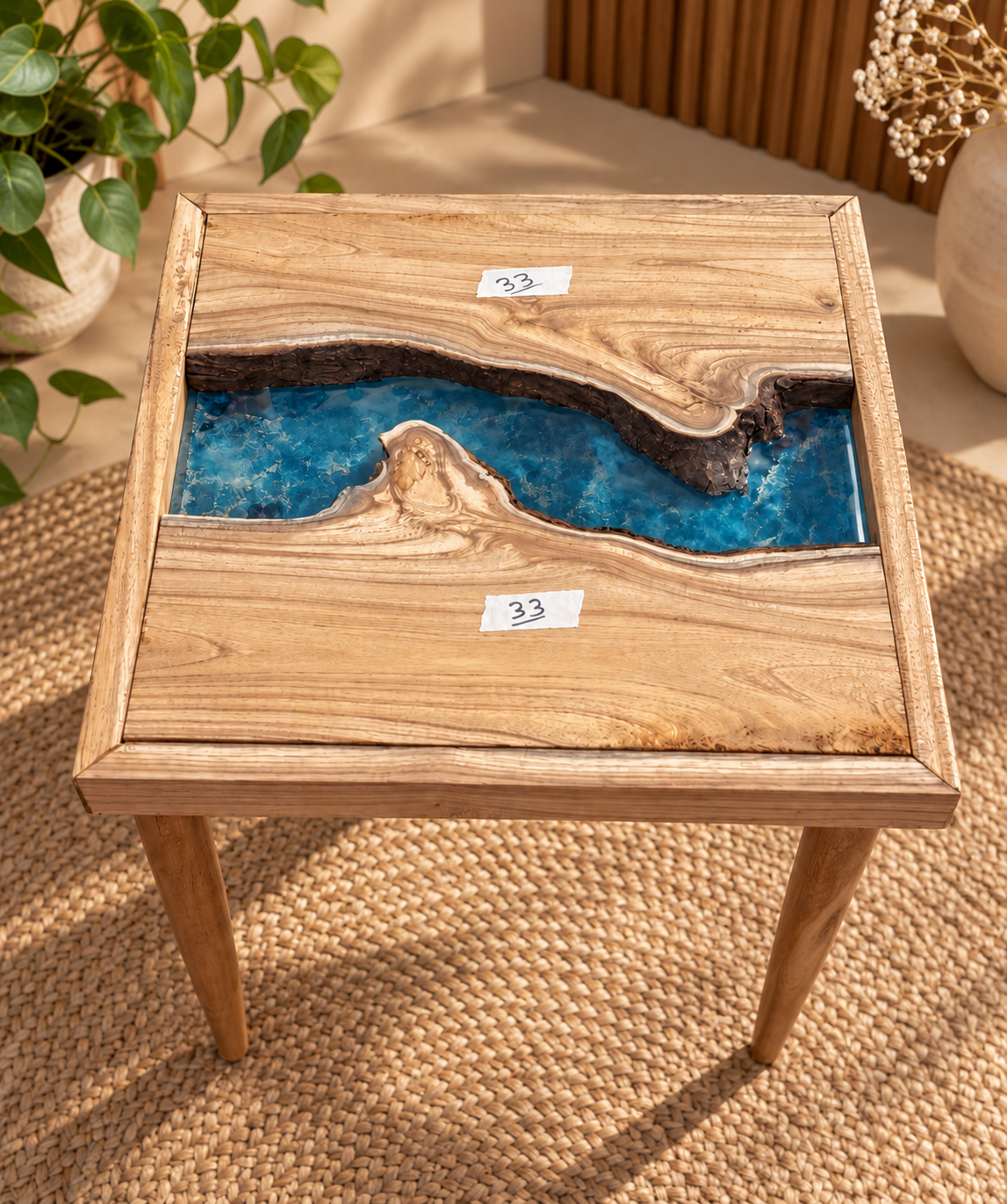 17x17" Wood River Table Base with Legs [Style 33]