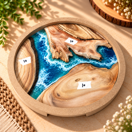 14" Round Resin Pouring Tray with Wooden Logs [Style 10]