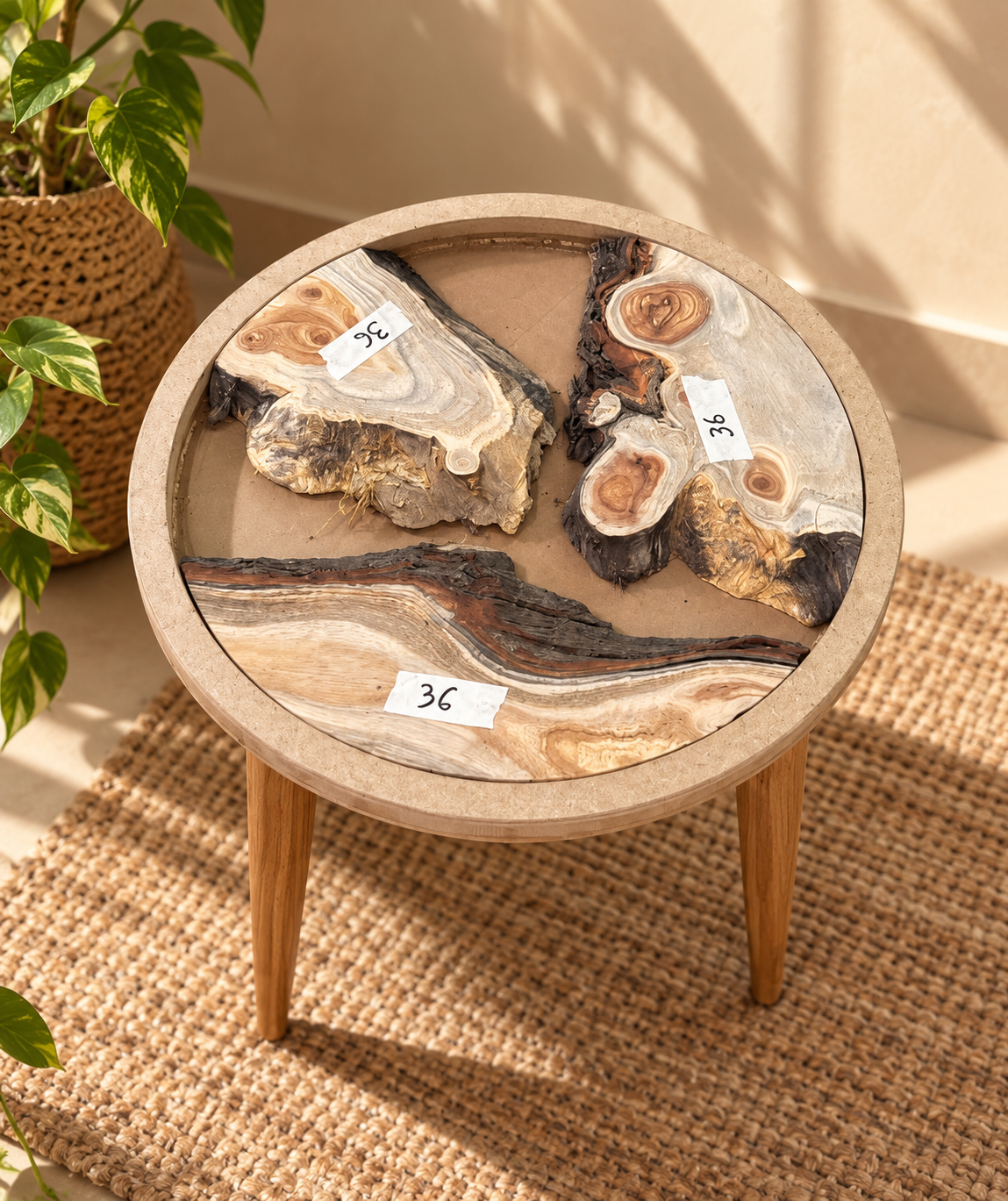 16" Framed Round River Table with Wooden Legs [Style 36]
