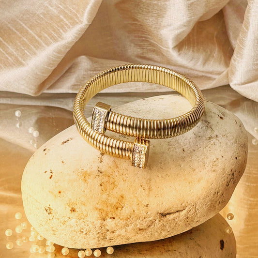 Golden Studded Serpent Texture Bracelet