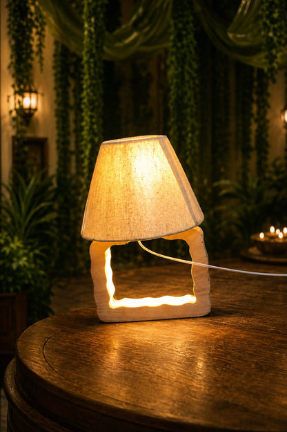 Ganesh Vatika LED Wooden Lamp Structure with Shade