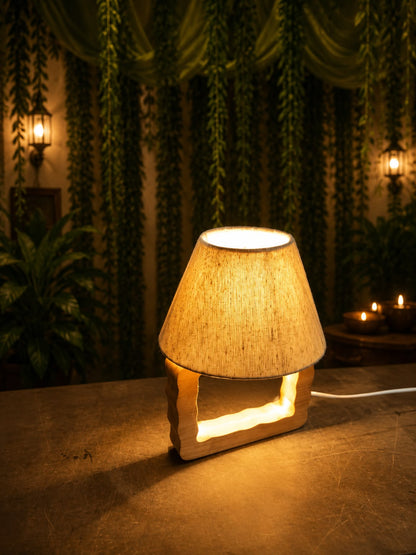 Ganesh Vatika LED Wooden Lamp Structure with Shade