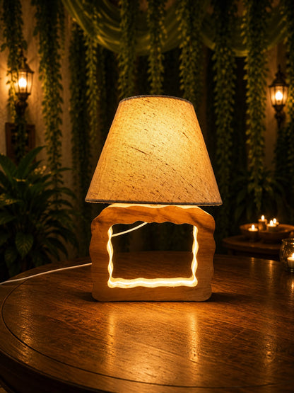 Ganesh Vatika LED Wooden Lamp Structure with Shade