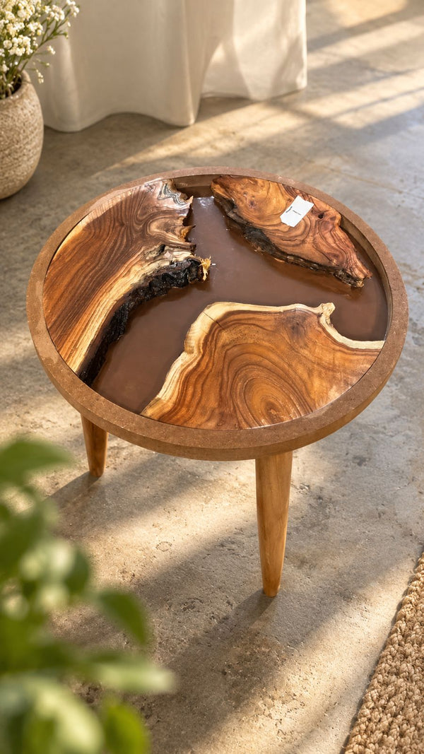 16" Framed Round River Table with Wooden Legs [Style 1]