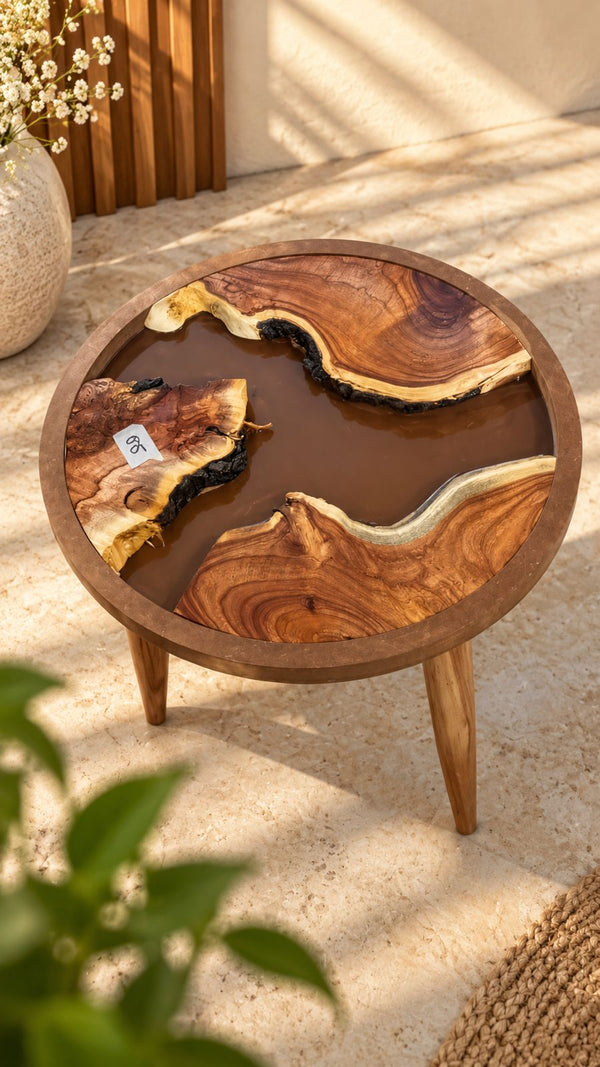 16" Framed Round River Table with Wooden Legs [Style 2]