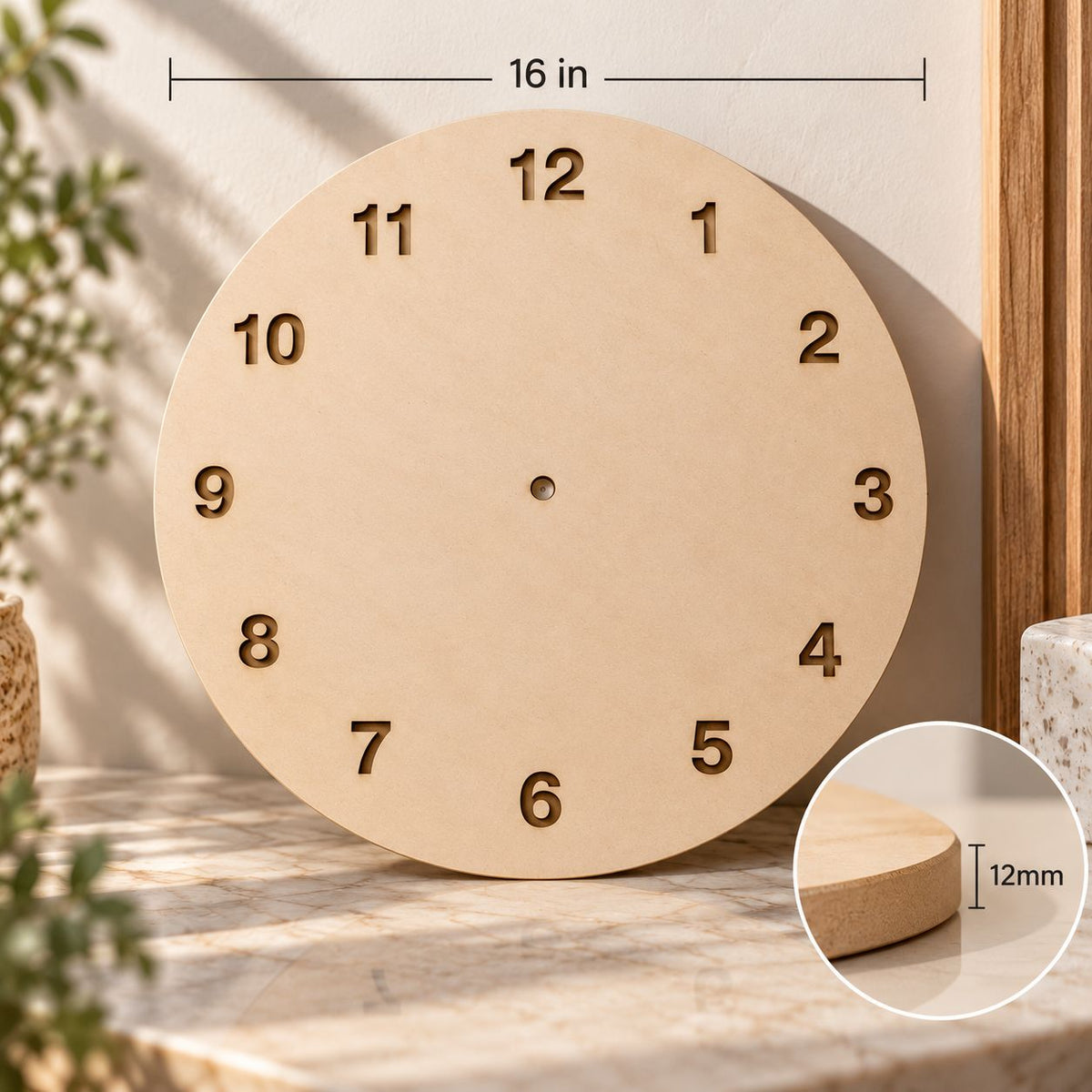 16" Numeral Wooden Clock Base (12mm)