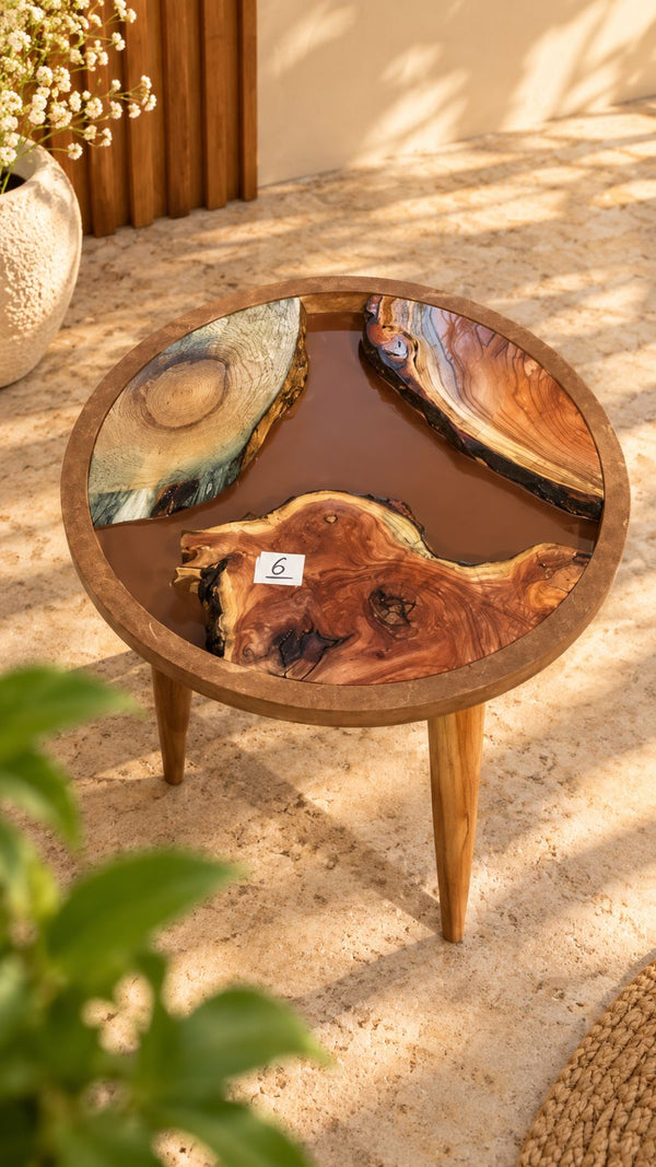 16" Framed Round River Table with Wooden Legs [Style 6]