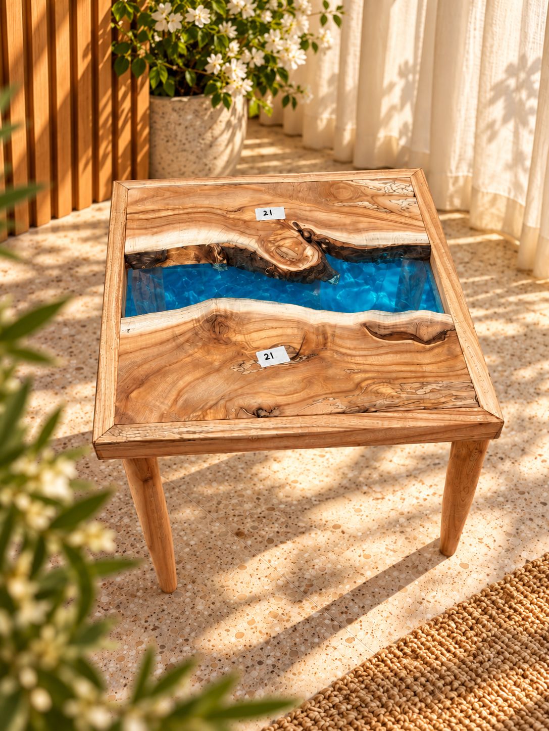 17x17" Wood River Table Base with Legs [Style 21]