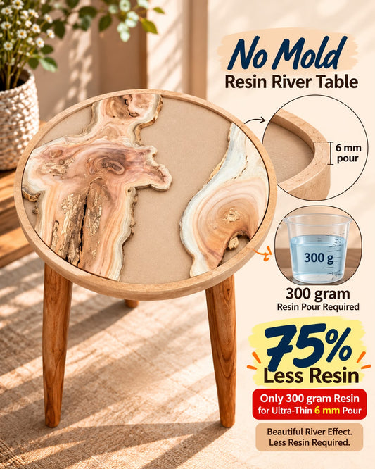 16" Resin Saver Round River Table with Wooden Legs  [Style 1]