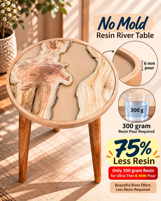 16" Resin Saver Round River Table with Wooden Legs  [Style 2]