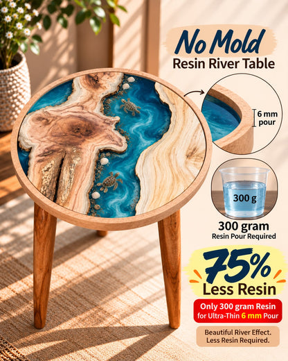 16" Resin Saver Round River Table with Wooden Legs  [Style 2]