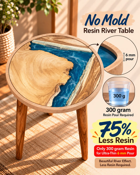 16" Resin Saver Round River Table with Wooden Legs  [Style 4]