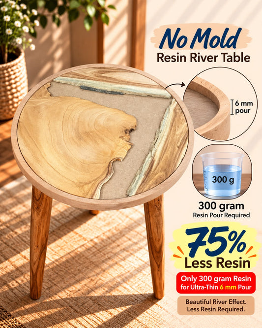 16" Resin Saver Round River Table with Wooden Legs  [Style 4]