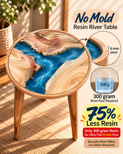 16" Resin Saver Round River Table with Wooden Legs  [Style 5]