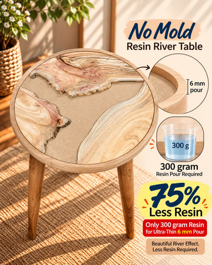 16" Resin Saver Round River Table with Wooden Legs  [Style 5]