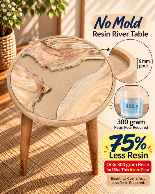 16" Resin Saver Round River Table with Wooden Legs  [Style 5]