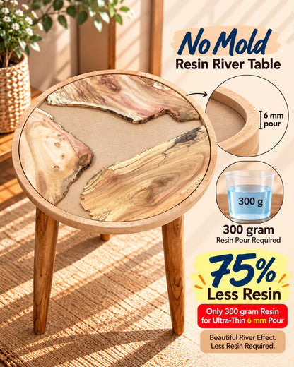16" Resin Saver Round River Table with Wooden Legs  [Style 6]