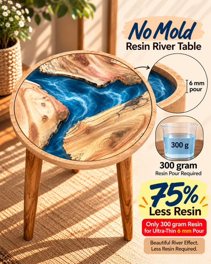 16" Resin Saver Round River Table with Wooden Legs  [Style 6]