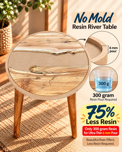 16" Resin Saver Round River Table with Wooden Legs  [Style 7]