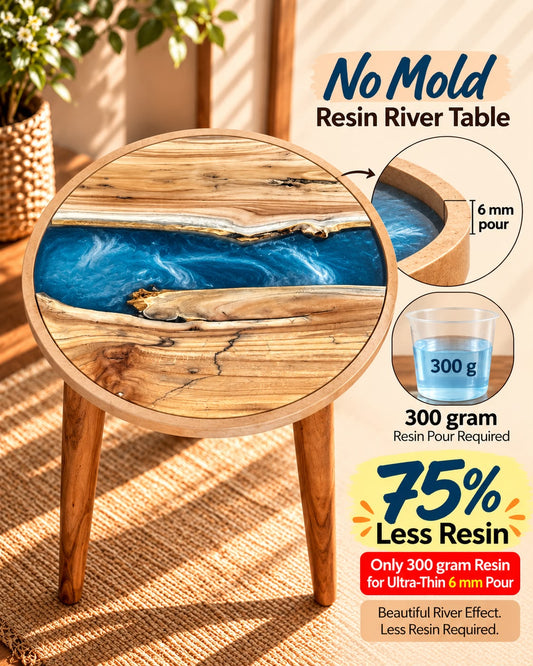 16" Resin Saver Round River Table with Wooden Legs  [Style 7]