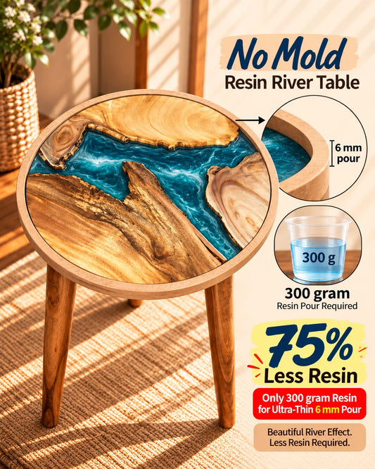 16" Resin Saver Round River Table with Wooden Legs  [Style 8]