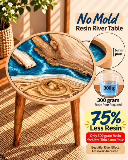 16" Resin Saver Round River Table with Wooden Legs  [Style 10]