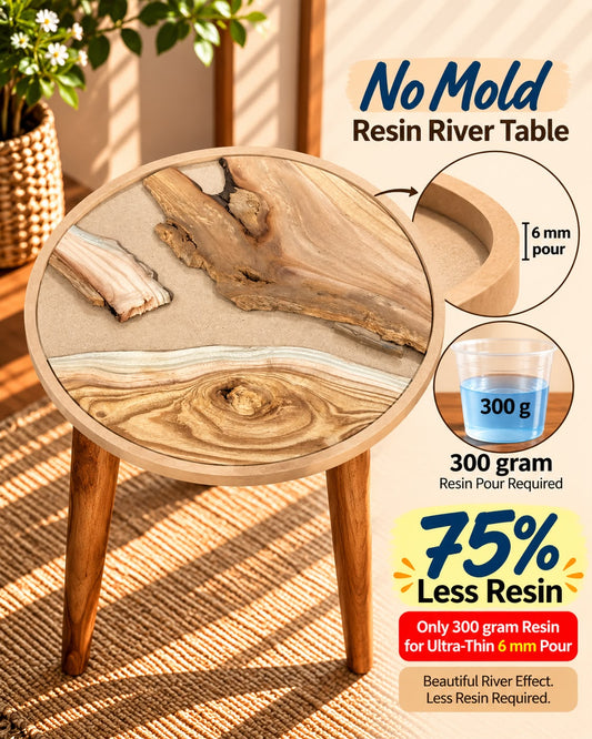 16" Resin Saver Round River Table with Wooden Legs  [Style 10]