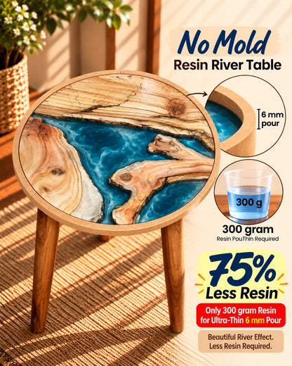 16" Resin Saver Round River Table with Wooden Legs  [Style 3]