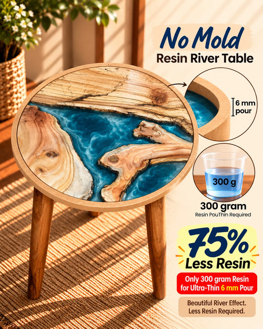 16" Resin Saver Round River Table with Wooden Legs  [Style 3]