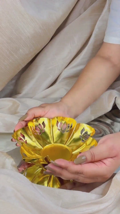 Lotus- Gold Plated Urli - Set Of 10
