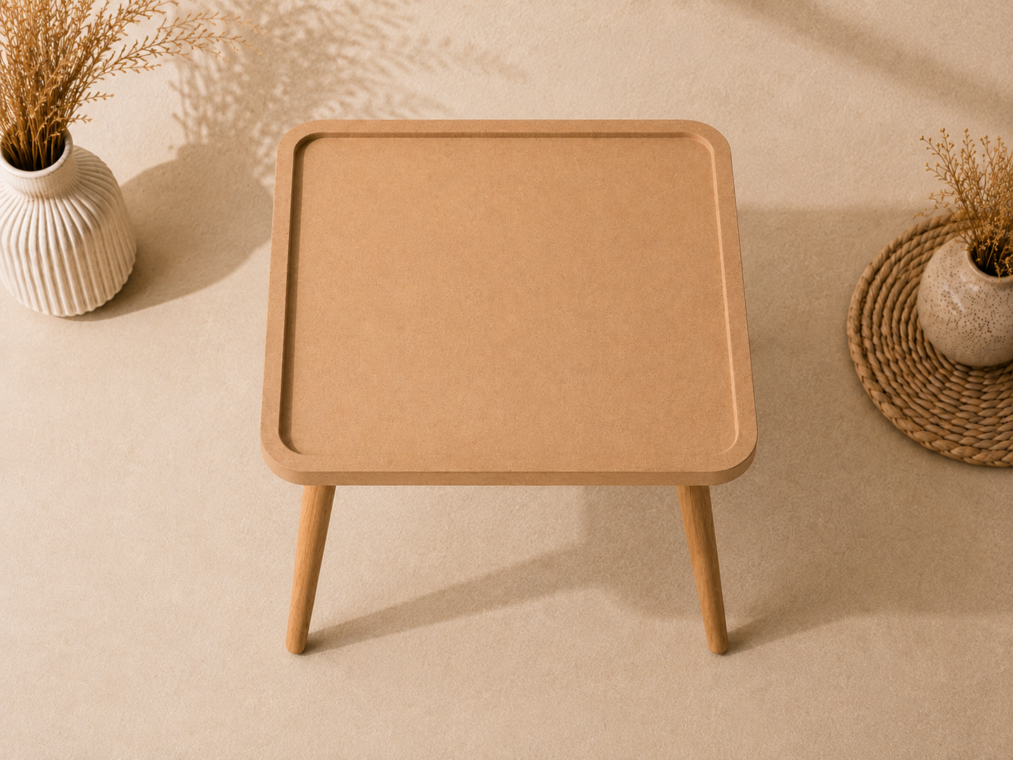 Rounded Square MDF Table with Raised Edge