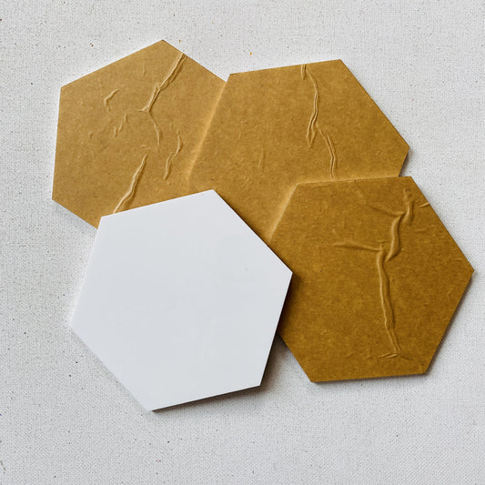 Hexagon Acrylic Coasters- White